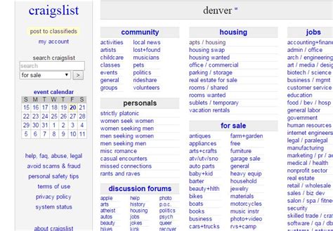 Craigslist and denver - ‎All the basics are on craigslist: jobs, housing, furnishings, cars/trucks, goods and services. Save your favorites for later, filter results, set search alerts to get the latest matches sent to you. View your results on a map. Reach a large local audience instantly. Find your next job on craigslist…